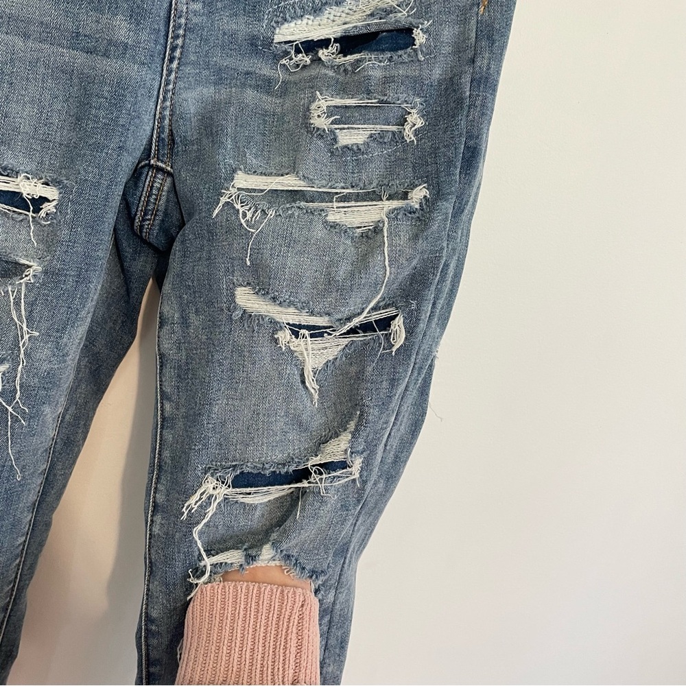 AMERICAN EAGLE AE Ne(x)t Level Curvy High-Waisted Jegging Ripped Patched 4 CURVY - Picture 9 of 16